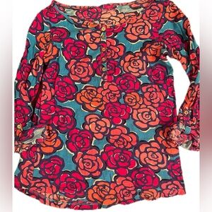 Lilly Pulitzer Women's Cassie Rose Water Floral Porter Henley Colorful large
